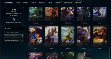 Conta Unranked (ex Platina) com 39 Champs e 12 Skins