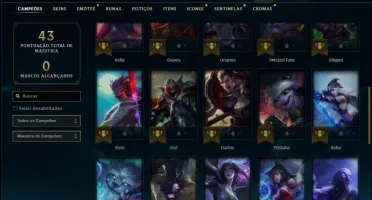 Conta Unranked (ex Platina) com 39 Champs e 12 Skins