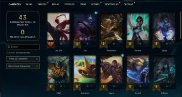 Conta Unranked (ex Platina) com 39 Champs e 12 Skins