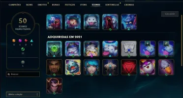 Conta Unranked (ex Platina) com 39 Champs e 12 Skins