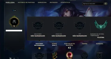 Conta Unranked (ex Platina) com 39 Champs e 12 Skins