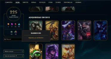 Bronze 3 com TODOS os champs e 225 Skins + Rammus Rei