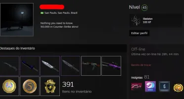 Conta STEAM Counter-Strike (CS/CSGO) com R$ 50.000 em skins
