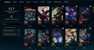 Conta ouro 1 com 25 skins e 71 champs