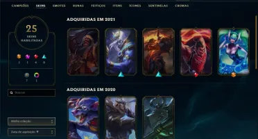 Conta ouro 1 com 25 skins e 71 champs