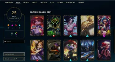 Conta ouro 1 com 25 skins e 71 champs