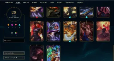 Conta ouro 1 com 25 skins e 71 champs