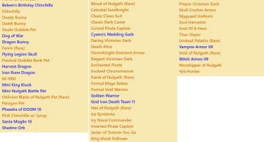 Conta AQW 2008, quase todos os rares de 2009 do Nulgath!