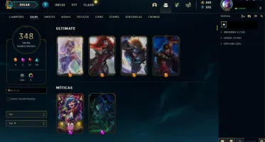Conta lol Todos os campeões, 348 Skins email não confirmado