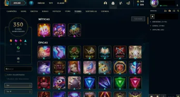 Conta lol Todos os campeões, 348 Skins email não confirmado