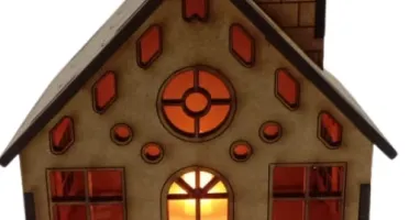 Kit 4 casinha em mdf mod 1 com e sem luminaria, maquete,...