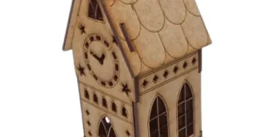 Kit 4 casinha em mdf mod 1 com e sem luminaria, maquete,...