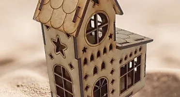 Kit 4 casinha em mdf mod 1 com e sem luminaria, maquete,...
