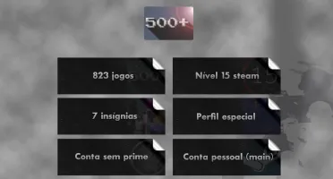 823 jogos, Nível 15 steam, perfil e miniperfil especial