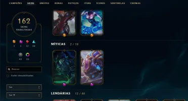 vendo conta lol com 2 skins MITICAS, 162 totais, Diamante 5