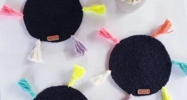 Kit Porta Copos em Crochê Boho Preto (03 Peças)