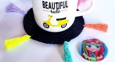 Kit Porta Copos em Crochê Boho Preto (03 Peças)