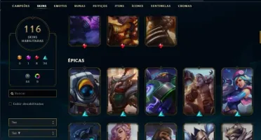 VENDO CONTA LOL, UNRANKED Ex-Diamante IV, 116 skins