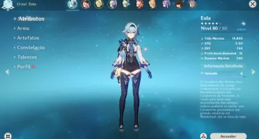 Eula + Ayaka c1 + Keqing, acc ar 42 e muito a explorar