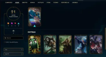 Conta prata 2 com 58 champs e 21 skins