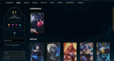 Conta prata 2 com 58 champs e 21 skins