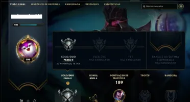 Conta prata 2 com 58 champs e 21 skins