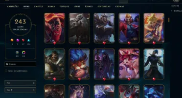 Conta lol lvl 702, 242 skins, esmerald 2, 333 MIL essências