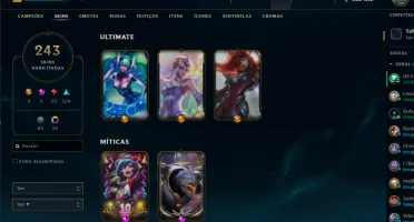 Conta lol lvl 702, 242 skins, esmerald 2, 333 MIL essências