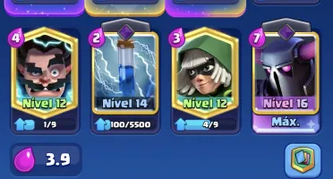 conta clash royale com deck bridge spam 9k+, torre 14