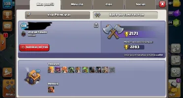 Clash of Clans CV 11, Nível 138, mais de 10 mil gemas