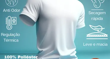Camiseta Dry Fit Lisa - Branco, Azul, Cinza e Chumbo
