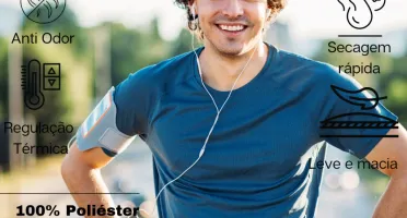 Camiseta Dry Fit Lisa - Branco, Azul, Cinza e Chumbo
