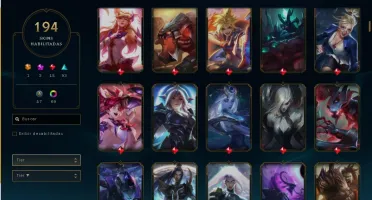 Conta Platina II, LVL 489, 194 skins, 120+ campeões.