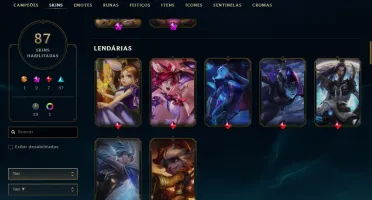 CONTA DE LOL, GOLD 2, 87 SKINS