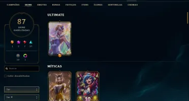 CONTA DE LOL, GOLD 2, 87 SKINS