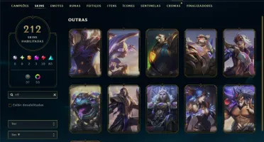 Ouro 4 com TODOS os Champs e 212 Skins ( TOP / MID / ADC )