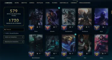 Ouro 4 com TODOS os Champs e 212 Skins ( TOP / MID / ADC )
