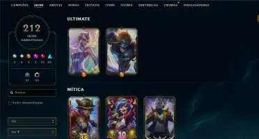 Ouro 4 com TODOS os Champs e 212 Skins ( TOP / MID / ADC )