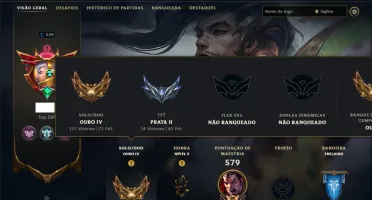 Ouro 4 com TODOS os Champs e 212 Skins ( TOP / MID / ADC )