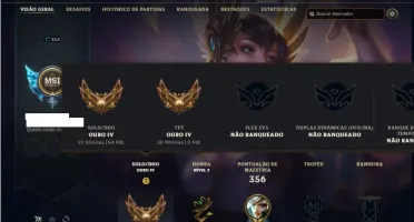 Conta ouro 4 com 105 Champs e 71 Skins + 1 Fragmento