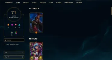 Conta ouro 4 com 105 Champs e 71 Skins + 1 Fragmento