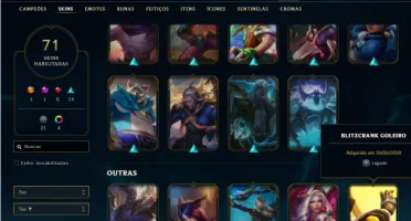Conta ouro 4 com 105 Champs e 71 Skins + 1 Fragmento