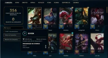 Conta ouro 4 com 105 Champs e 71 Skins + 1 Fragmento