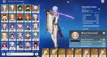 CONTA GENSHIN 9 T5, AYATO, AYAKA, VENTI+, 8 ARMAS T5 AR 43⭐✨