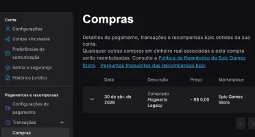 Venda de Conta Epic Games - Hogwarts Legacy