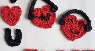 Kit do Amor Aplique Corações em Crochê
