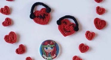 Kit do Amor Aplique Corações em Crochê