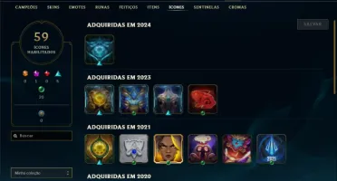 Platina 3 com 45 Champs e 7 Skins + 3 Vitoriosas