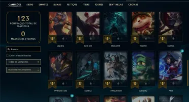 Platina 3 com 45 Champs e 7 Skins + 3 Vitoriosas