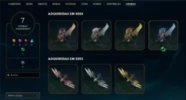 Platina 3 com 45 Champs e 7 Skins + 3 Vitoriosas